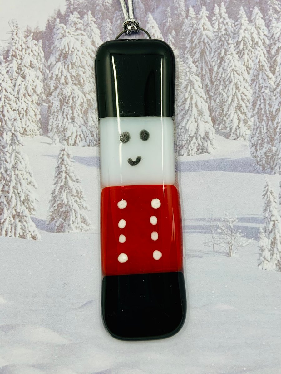 Handmade Fused Glass Soldier Hanging Christmas Decoration 