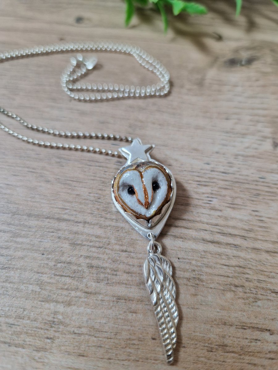 Silver Star Owl Pendant
