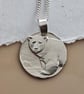 Polar Bear Coin Pendant Necklace Recycled Sterling Silver