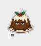 Unique Funny Christmas Sticker Xmas Decal - Cute Grumpy Pudding - Image 1
