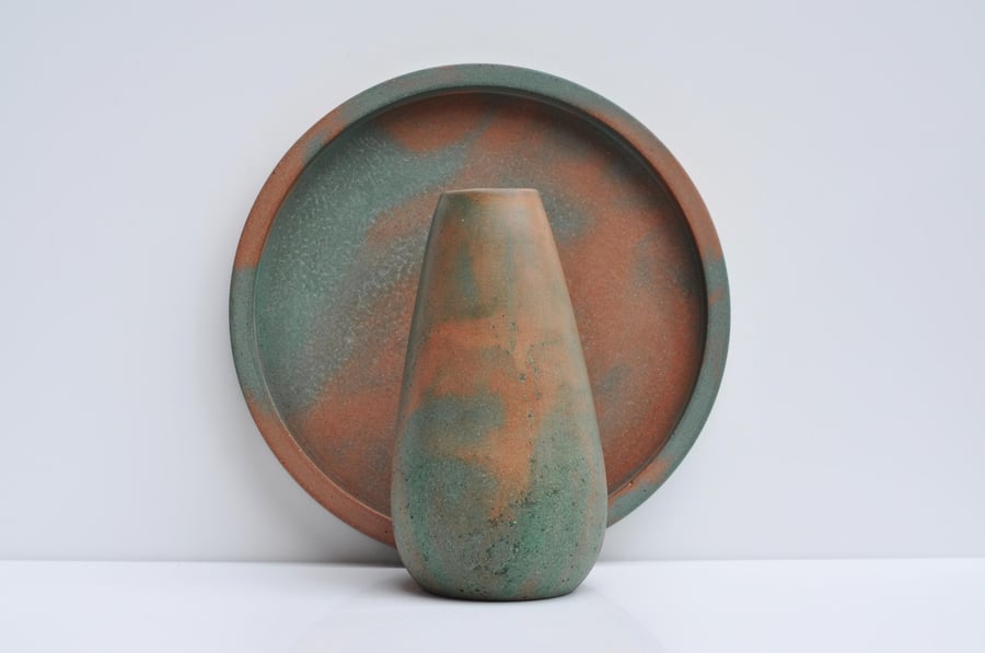 Concrete Tray and Vase Handmade Decorative Orange and Green Beton Accessory Tray