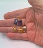 Navy Rectangular Bead Earrings with a Gold Plated Elephant Charm, Gift for Her - Image 4