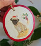 Christmas decoration pug dog wood slice hanging decoration - Image 3