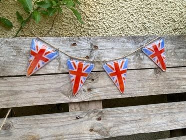 Fused Glass Union Jack Bunting - Jubilee Celebrations 