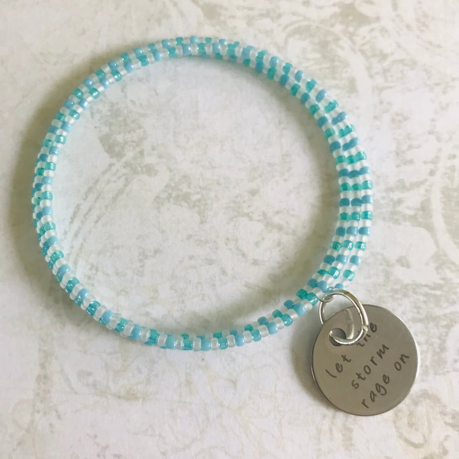 Frozen Inspired Beaded Memory Wire Bracelet 