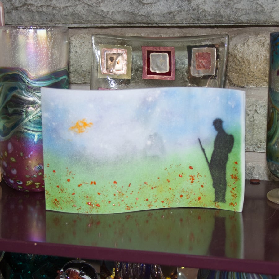 Soldier in a Poppy Field - Fused Glass Wave - 9258 - Includes donation to RBL