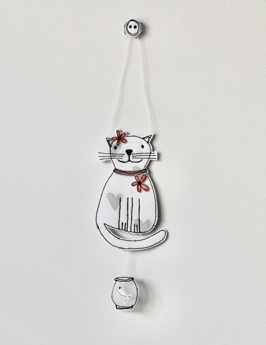 'My Fish and I' - Cat and Fish Hanging Decoration