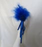 Royal Cobalt Sapphire Blue Feather & Ribbons Regency Style Headpiece Fascinator - Image 2