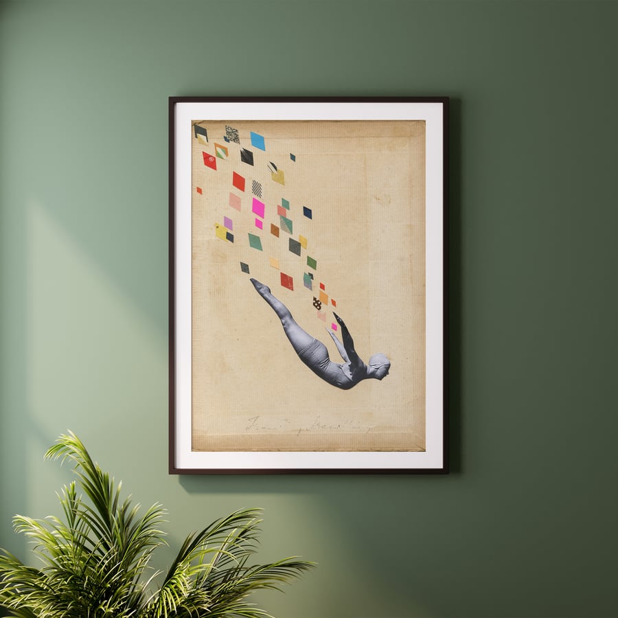 Diving Art Print - Swan