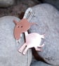 Capricorn goat brooch pin in copper with sterling silver - Image 3