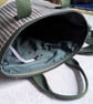 Backpack - Geometric Print Oilcloth Medium Backpack with Olive Green Straps - Image 4