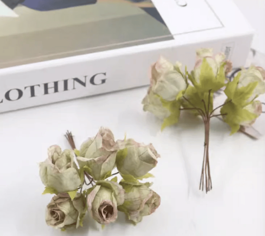 (SF015  old green) 30 Pcs, 3cm Fabric Artificial Flowers  