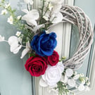 Red white and blue wreath, front door wreath, common wealth games, Union Jack fl