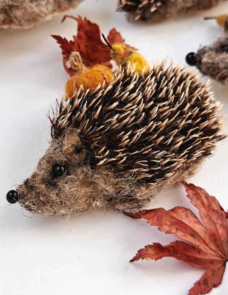 Needle Felted Hedgehog Brooch 