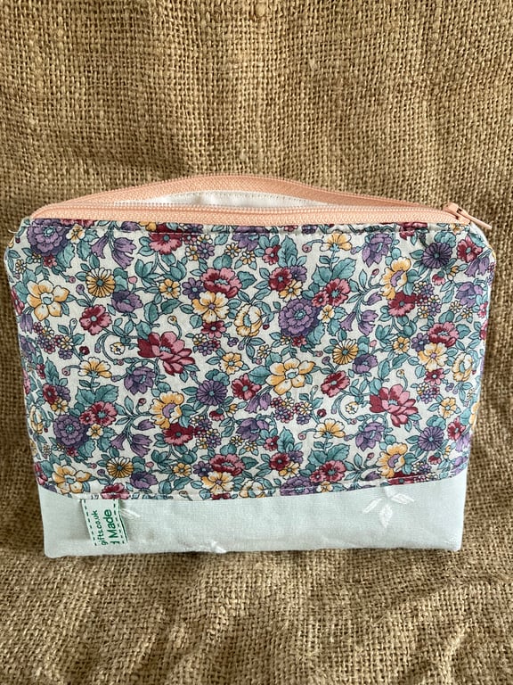 Liberty cotton makeup zipper cosmetic bag ideal gift hand made