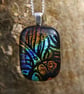 Blue, orange and green dichroic glass pendant, dichroic glass necklace,SKU F44 - Image 6