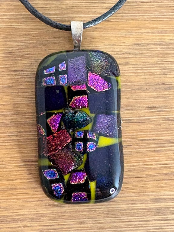 Purple Dichroic Fused Glass Pendant