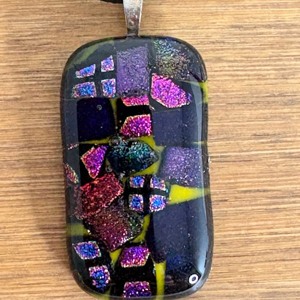 Purple Dichroic Fused Glass Pendant