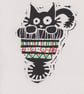 Cat in a Hat - lino cut print Christmas card - Image 2