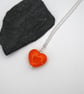 orange glass heart pendant necklace - Image 3