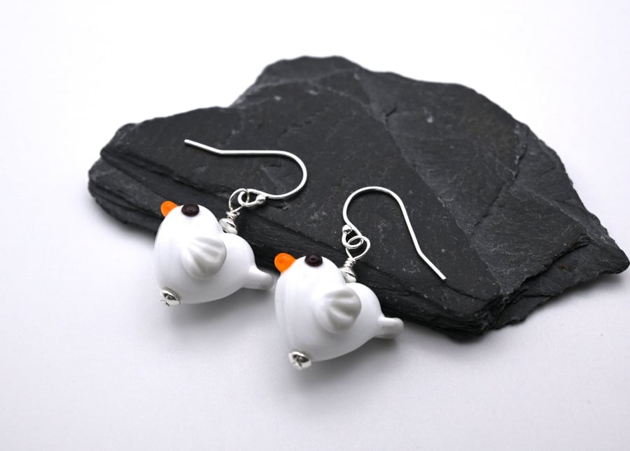 glass seagull earrings