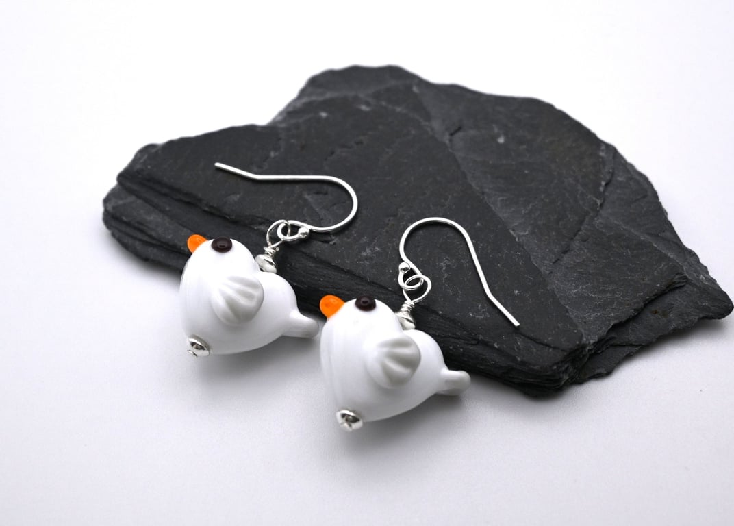 glass seagull earrings