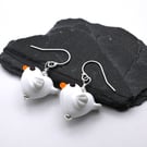 glass seagull earrings
