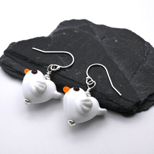 glass seagull earrings