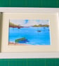 Porthdinllaen Beach, North Wales, Watercolour Print in 7 x 5'' White Frame - Image 1