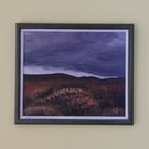 Moorland Picnic, rolling hills covered with heather, British landscape painting