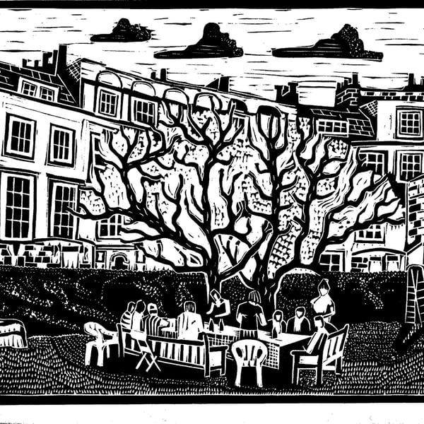 Linocut print commission.