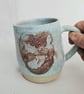 A handmade Mermaid mug, stoneware cup, turquoise glaze - Image 3