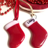 Fused Glass Christmas Stocking Hanging Decoration