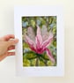 Mounted embroidered Magnolia blossom wet felted artwork, wall art.  - Image 2