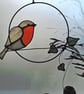 Handcrafted Stained Glass Robin Wreath Contemporary Bird Wall Art Decoration - Image 5