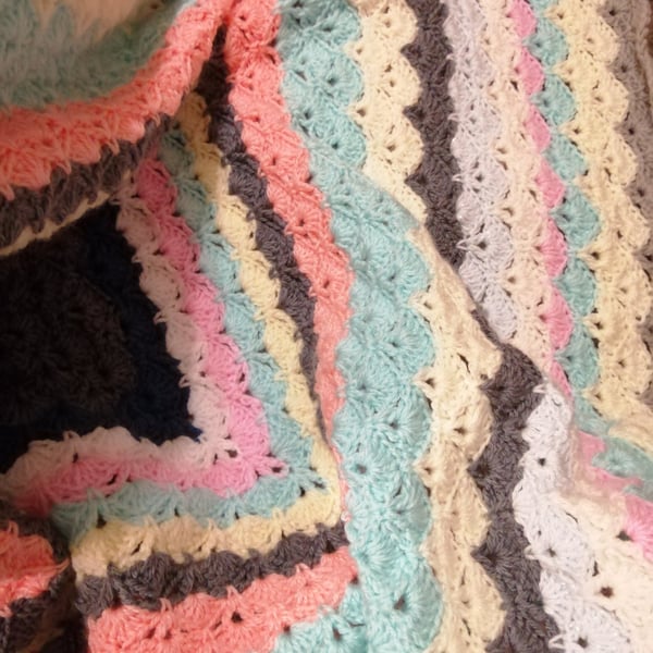 Strength in stitches crochet shell blanket