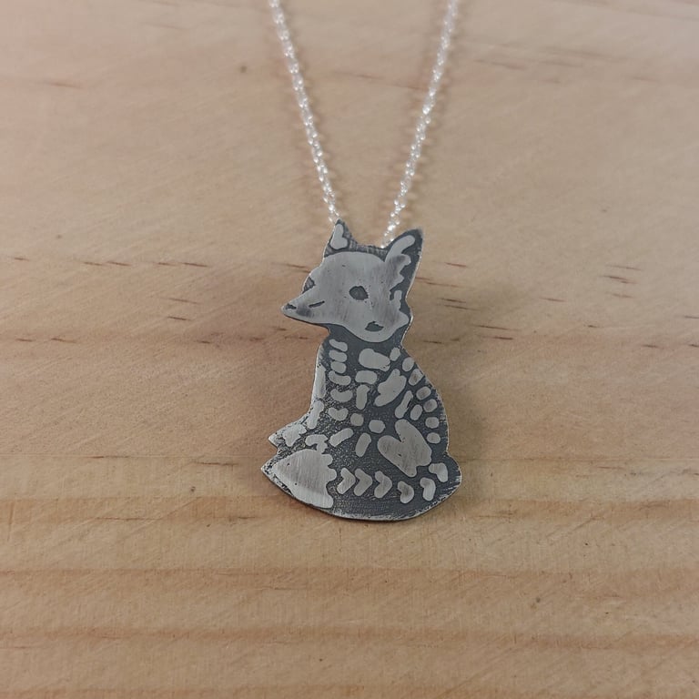 Sterling Silver Fox Skeleton Necklace (SKU201025)