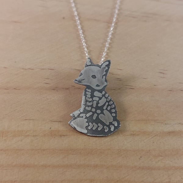 Sterling Silver Fox Skeleton Necklace (SKU201025)