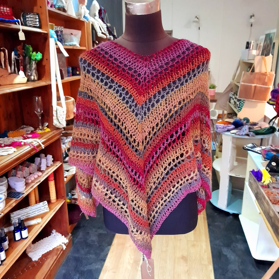 Sparkly crocheted poncho