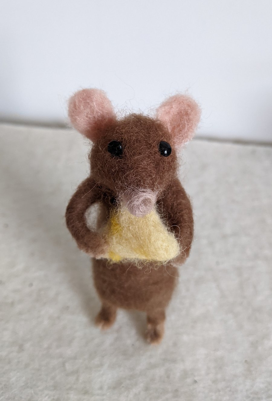 Needle Felted Mouse with cheese.