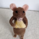 Needle Felted Mouse with cheese.