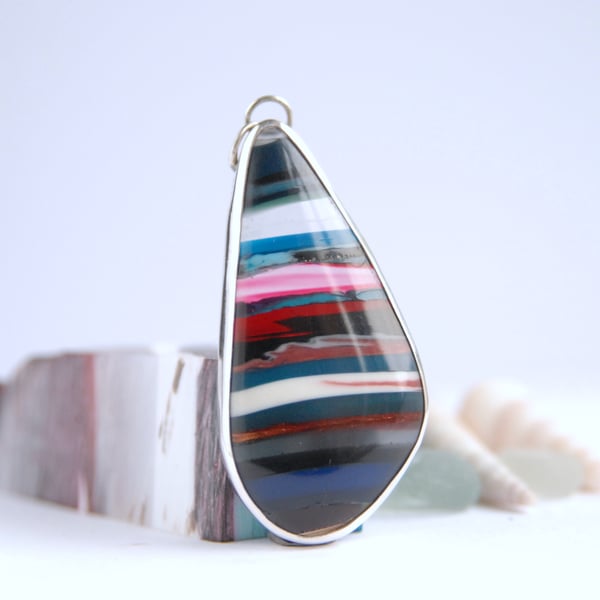 Freeform Cornish surfite and silver pendant