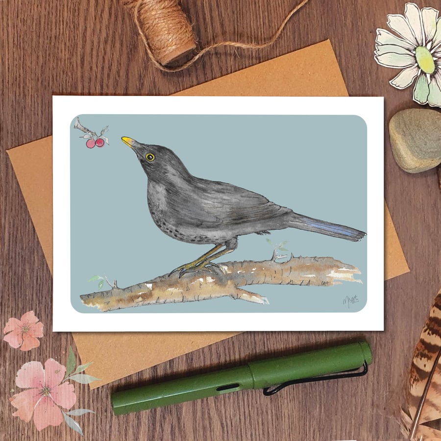 Mrs Blackbird, A Greeting Card for Mothers day, Birthday Card