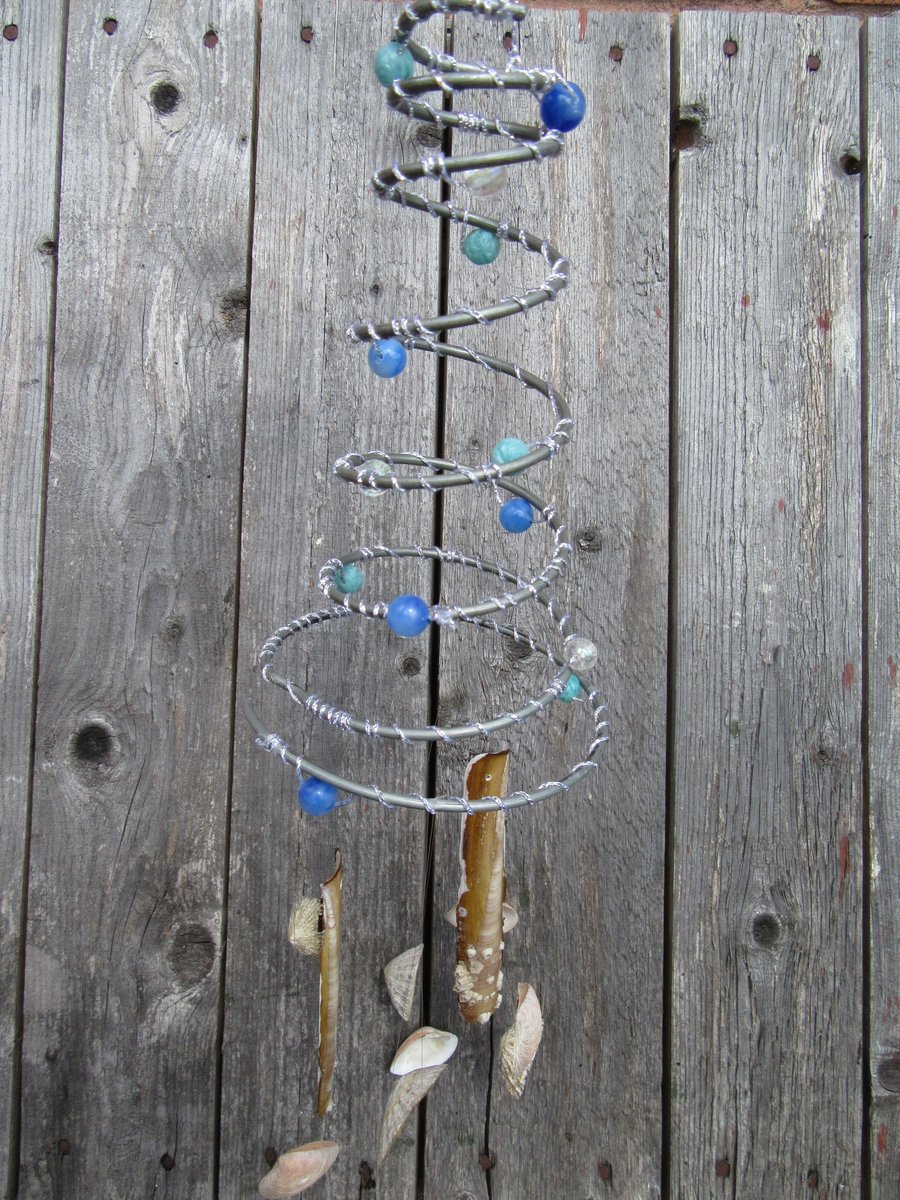 Upcycled shell windchimes, beach decor, 