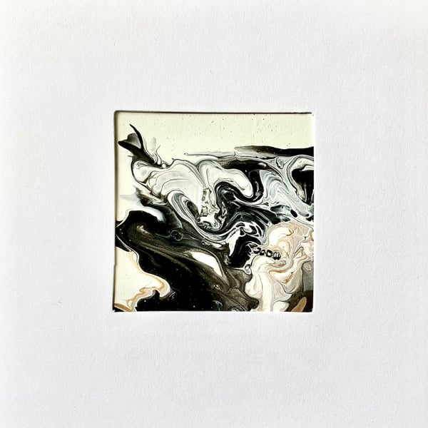 Miniature Artwork Greeting Card – Black, White & Gold