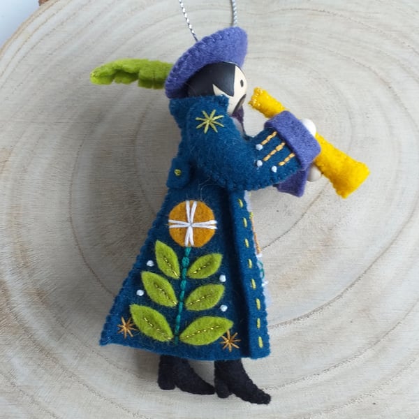 Piper Piping Wool Felt Christmas Ornament, 12 days of Christmas Tree Decoration