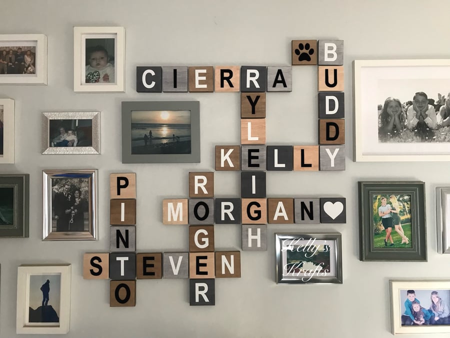 Personalised Large Scrabble Wall Art Tiles Wooden Letters Name Oversized Family 