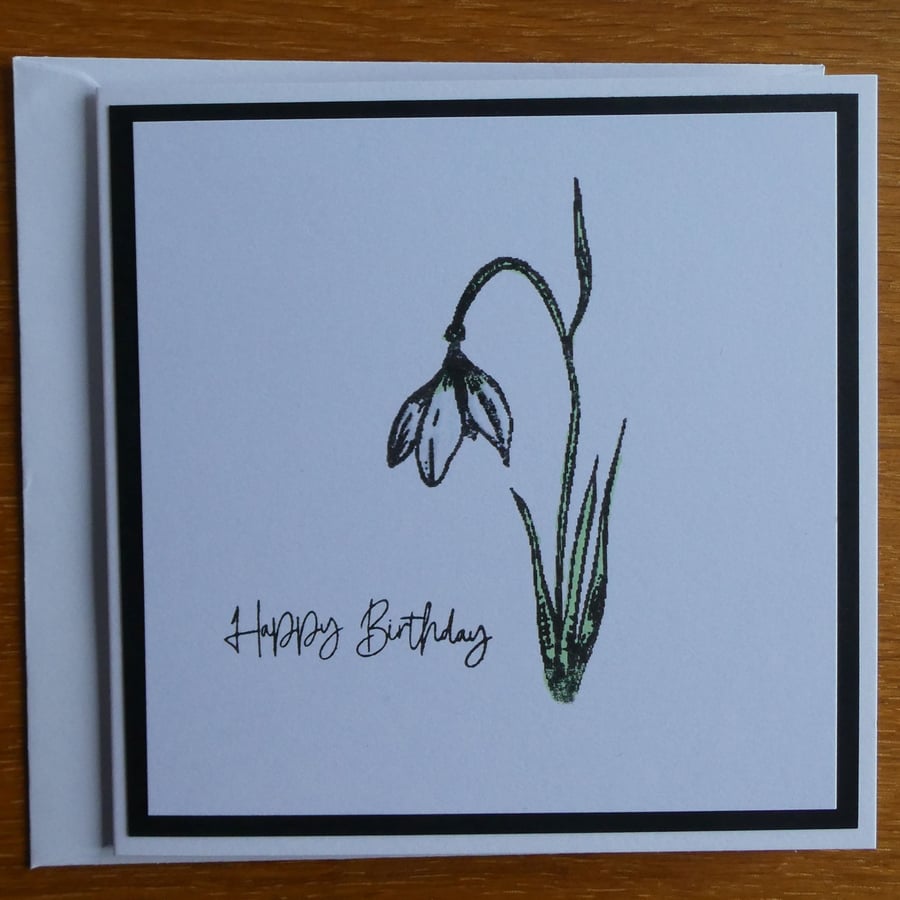 Birthday Card - Snowdrop