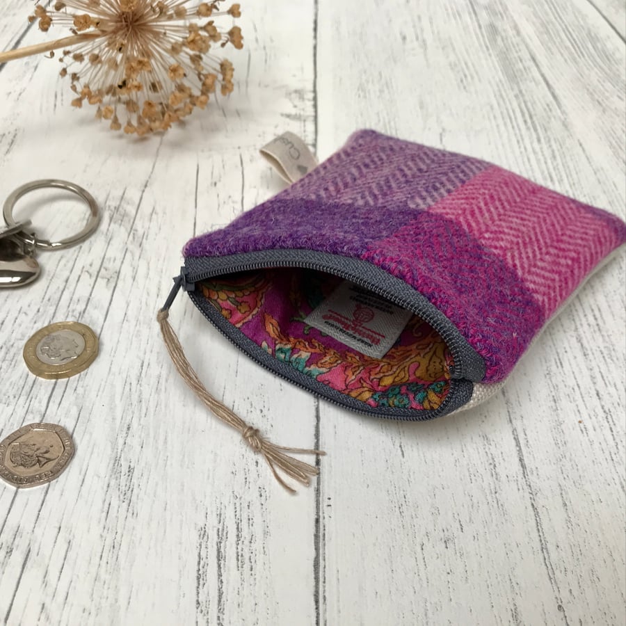 Harris Tweed and Scottish Linen Coin Purse, Credit Card Purse