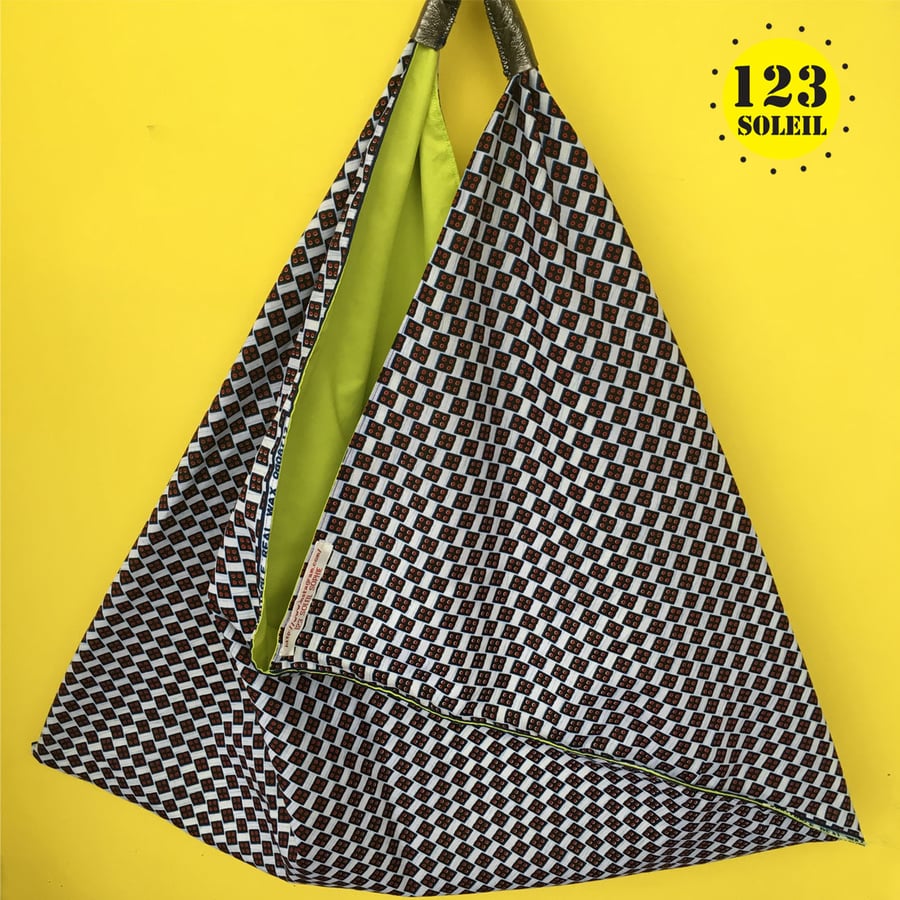Reversible large fabric bag, waterproof, bag for life, carry all, handmade